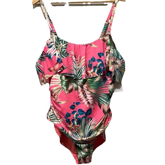 La Blanca Floral One-Piece Swimsuit Women’s 20W Pink Coral NWT - Picture 4 of 7
